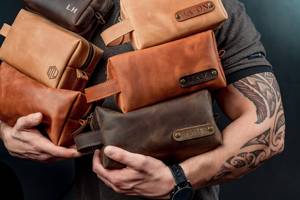 Luxury Leather <b>Toiletry</b> Bag Men Travel Grooming Organizer Waterproof Cosmetic <b>Storage</b> Bag LTB-0115 - Product Image 4
