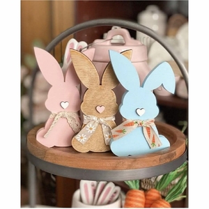 Wooden Easter Decorations Tabletop <b>Sign</b> German Frohe Ostern Bunny Crafts Standing Wooden Egg Table Ornament Home Holiday Decor - Product Image 6