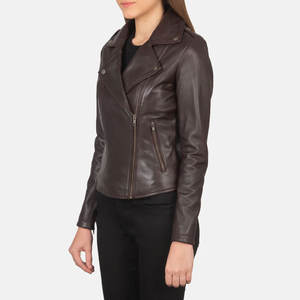 Blouson de motard en cuir marron Flashback, style vintage, avec fermeture éclair, coupe classique ajustée, en similicuir ou cuir véritable, vêtement d'extérieur décontracté pour la moto - Product Image 2