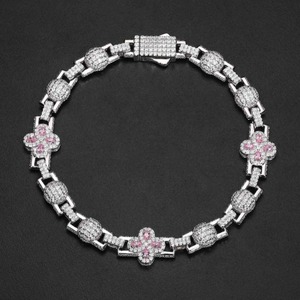 <b>Iced</b> <b>Out</b> Cuban <b>Chain</b> Diamond Bracelet Micro Stone Hip Hop Fashion Jewelry Bracelet From India For Wedding And Party - Product Image 2