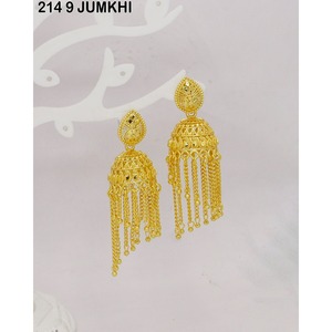 Joyería Tradicional India de Diseño para Bodas, Pendientes Jhumka Chapados en Oro con Cadenas Colgantes para Mujer en Malasia, Estados Unidos y Emiratos Árabes Unidos - Product Image 5