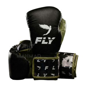 Gants de boxe Fly en cuir pour entraînement, fermeture auto-agrippante, pour adultes, arts martiaux, noir, vert olive, équipement de boxe imperméable - Product Image 1
