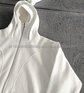 Customization Homme Blank 400gsm 100% Cotton <b>Zip</b> <b>up</b> Balaclava <b>Hoodies</b> Streetwear Men Full Face Masked <b>Y2k</b> Hoodie With Zipper - Product Image 2