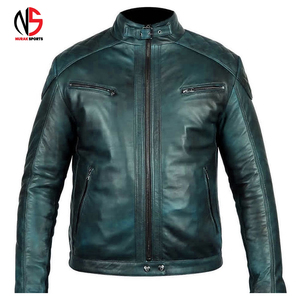 Veste de moto d'hiver pour homme en cuir véritable marron de haute qualité, imperméable, coupe-vent, col mandarin, logo frontal, respirante - Product Image 4