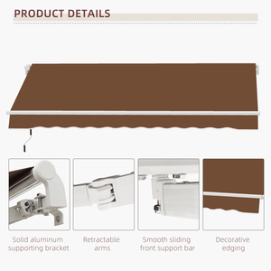 Tenda da Sole Estensibile in Lega di Alluminio per Finestre e Porte, Operazione Manuale, Copertura per Balcone e Patio con Protezione dalla Pioggia in PC Rivestito - Product Image 5