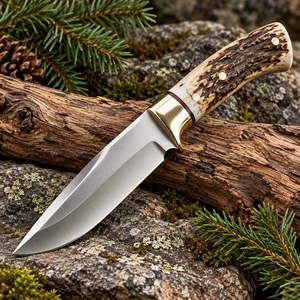 Cuchillos de caza hechos a mano de acero inoxidable con hoja fija forjada, punta caída, mango de madera duradero de borde afilado para camping y actividades al aire libre. - Product Image 4