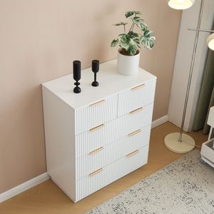 Cassettiera a cinque cassetti bianca in particolato P2 e MDF con frontale a motivo ondulato 72x4194cm - Product Image 6