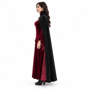 Costume d'Halloween, robe de sorcière à manches longues, imprimé crâne, robe de fête d'horreur, robe de carnaval pour femmes adultes, cosplay, masque - Product Image 5