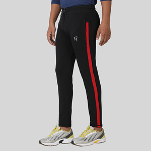 Pantalon de survêtement sport bleu quatre directions avec bande latérale, logo personnalisable, impression HD, délavage coloré, 100 % polyester, séchage rapide, tailles homme M/L/XL - Product Image 3