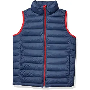 Puffer vest coat cho nam giới Hoàng Gia Màu Xanh Ngắn Cơ thể Logo Trọng lượng nhẹ Áo khoác mùa đông không tay ấm hơn