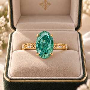 Anillo de Diamante Verde Cultivado en Laboratorio de 2 Quilates, Claridad VS1, Oro Sólido de 10k, 14k, 18k, Oro Rosa, Plata, Anillo de Compromiso Solitario - Product Image 6