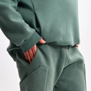 Ensemble de survêtement unisexe décontracté et ample en molleton 100 % coton, coupe régulière, respirant, effet délavé, idéal pour l'hiver - Product Image 4