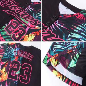 Camiseta de Fútbol Personalizada con Diseño 3D de Hojas de Palma Tropicales en Negro y Rosa, Uniforme Deportivo de Equipo Auténtico y Transpirable - Product Image 3