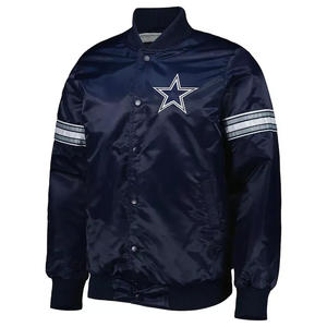 Custom Navy Blue Satin Varsity <b>Jacket</b> Men <b>Star</b> Logo Bomber <b>Jacket</b> Wholesale Letterman Baseball Uniform Sportswear - Product Image 2
