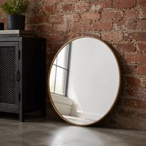 Modern Minimalist Round Handmade Textured <b>Gold</b> Metal <b>Frame</b> Wall <b>Mirror</b> for Bathroom Living Room Decor Diwali Gift-REHMAN CRAFT - Product Image 2