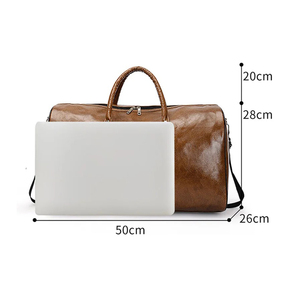 Sac de voyage en cuir véritable grande capacité pour hommes et femmes, en cuir de vachette souple noir, motif lettres décontracté, avec serrure, grand sac de week-end - Product Image 2