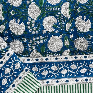 Handmade white floral <b>tablecloth</b> Pretty pink cotton design Block print cotton table cloth for Dining <b>Weddings</b> Special Occasions - Product Image 2