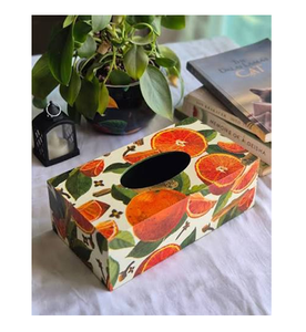 Caja de pañuelos de madera con estampado de esmalte y diseño de patrón mediterráneo, organizador para decoración del hogar y la oficina - Product Image 4