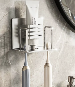 304 Stainless Steel Wall Mounted <b>Toothbrush</b> <b>Holder</b> Punch Free Bathroom Organizer Toothpaste Cup <b>Holder</b> for <b>Electric</b> <b>Toothbrush</b> - Product Image 5