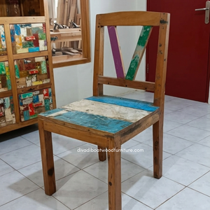 Handcrafted <b>Rustic</b> <b>Dining</b> <b>Chair</b> Reclaimed Boat Wood Eco-Friendly Original Color Indoor Outdoor Resort Home Villa Furniture - Product Image 3