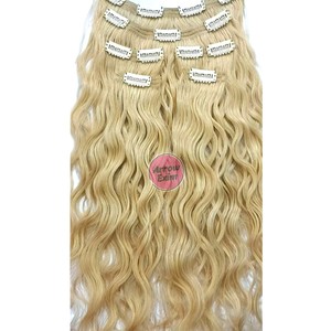 Extensiones de Cabello Humano Remy Indio Rubio 613 Rizado Decolorado con Clip y Doble Trama a Máquina - Product Image 4