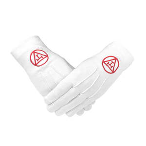 Gants en coton blancs avec broderie couronne et croix, longueur poignet, usage décontracté, utilisation quatre saisons - Product Image 3