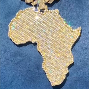 Pendentif Hip Hop Afrique en Argent 925, Moissanite Taille Ronde Sertie, Charmes Pendentifs Tendance qui Passent le Test du Diamant - Product Image 1