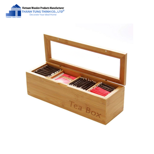 Caja de café de madera Thanh Tung Thinh con tapa de vidrio, organizador de almacenamiento rectangular hecho a mano para café y té, Vietnam - Product Image 6