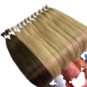 Extensions de cheveux humains vierges naturels couleur 613, extensions à clips à pointe plate, double trame, cheveux raides - Product Image 2