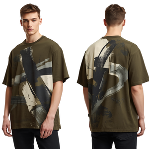 Camiseta Premium INTENTION SPORTS para Hombre, Corte Holgado, Estampado Artístico Inspirado en el Movimiento, Serigrafía, Logotipo Personalizado en Color - Product Image 1