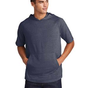 Ropa Casual para Hombre, Camiseta de Manga Corta con Capucha, Color Gris Claro Jaspeado, Algodón Jersey, Ligera, con Logotipo Personalizado, Precio Económico - Product Image 4