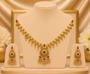 Conjunto de Collar y Aretes de Moda Chapados en Oro con Diseño Floral de Perlas de Agua Dulce, Joyería de Boda para Mujer - Product Image 3
