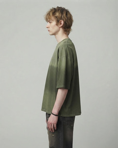 เสื้อยืดผู้ชายทรงโอเวอร์ไซส์ สไตล์ฮิปฮอป สีพื้น ผ้าแคนวาสคอตตอน คอกลม แขนสั้น ลำลอง ทรงปกติ ความยาวปกติ - Product Image 6