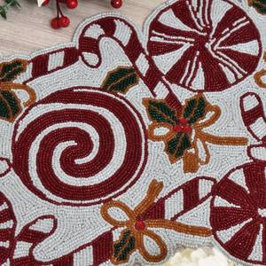 Handmade Embroidered Eco-Friendly Durable Fabric Table <b>Runner</b> Rectangle <b>Green</b> Leaf Design Luxury Decorative Mat - Product Image 3
