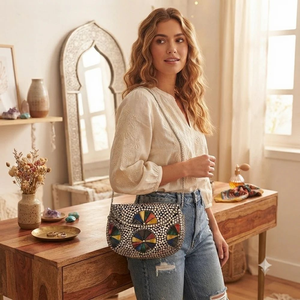 <b>Silver</b> Plated Mosaic Metal <b>Clutch</b> Bag Chain Strap Fashion Handcrafted Round Zinc Alloy Design Custom Printed FAIZA CRAFT - Product Image 1