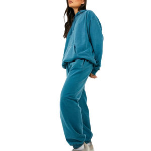 Nuevo Chándal Deportivo Transpirable con Logotipo Personalizado, Lavado Ácido, Estilo Urbano, para Mujer, Ligero, Mangas Largas, 100% Algodón - Product Image 1