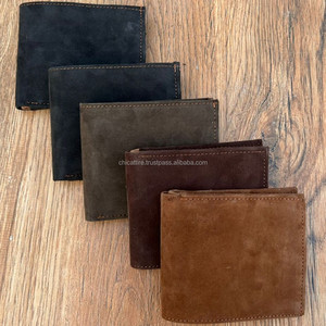 Portefeuille vintage classique à deux volets en cuir suédé véritable fait à la main pour hommes luxe minimaliste RFID bloquant le logo du porte-carte de crédit - Product Image 2