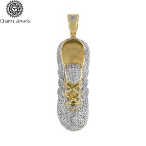Pendentif en forme de boule en argent 925 et moissanite, plaqué or 22 carats, certifié IGI, serti clos, lettre RILY, thème Hip Hop, unisexe, par Charm Jewells - Product Image 1