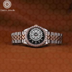 Charm_Jewells Women's Luxury Stainless Steel <b>Watch</b> 38mm Round Dial Sapphire Crystal Quartz Movement Analog Fold Clasp - Product Image 1
