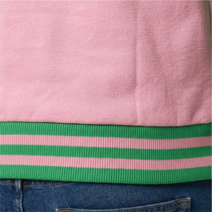Sweat à capuche Alpha Kappa Alpha personnalisé avec logo, rose et vert, manches raglan, unisexe, décontracté, en molleton bouclette, pour l'automne - Product Image 3
