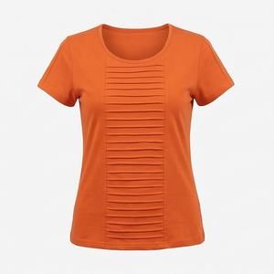 Camiseta de Manga Corta para Mujer, Algodón y Poliéster, MOQ Bajo, Color Personalizado, Calidad Premium, Transpirable, Ropa Casual a la Moda - Product Image 1