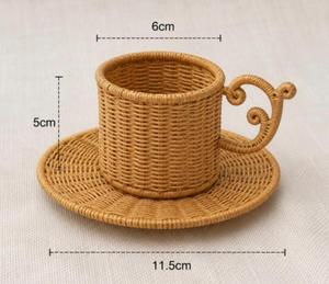 Premium Decorative Rattan <b>Cups</b> And <b>Saucers</b> Set Designed For Restaurants Hotels And Stylish Home Interiors - Product Image 5