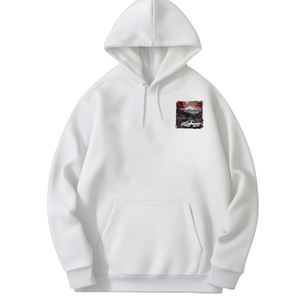 Sudadera con Capucha para Hombre, Elegante y Cómoda, 100% Algodón, Forro Polar para Invierno, Diseño Gráfico de Doble Cara, Estampado Único de Paisaje y Autos - Product Image 1
