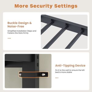 Cama alta metálica de tamaño completo con escritorio en forma de L, luces LED, base de carga y un gabinete WA - Product Image 6