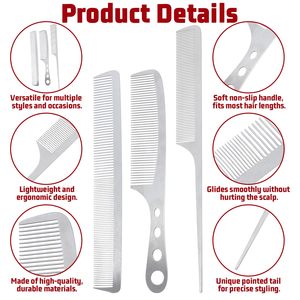 3 peignes professionnels de bonne qualité en acier inoxydable 304, peignes métalliques pour hommes et femmes, peignes à cheveux fins en métal, nouveau design tendance - Product Image 3