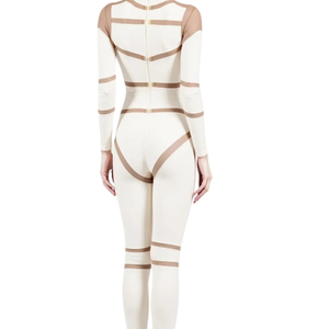 Women's High Waist Long Sleeve Bandage <b>Jumpsuit</b> Full Length Bodycon Fit Spandex Nylon Clubwear Tummy Control Shapewear - Product Image 1