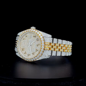 Reloj de Pulsera de Lujo para Hombre, de Acero Inoxidable de Dos Tonos, con Diamantes Moissanite de Alta Calidad, Estilo Deportivo y Ejecutivo, Cristal Antiguo de 20 mm - Product Image 2