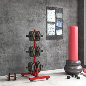 Porta dischi da 2 pollici per piastre olimpiche con 4 ruote di trasporto e 6 morsetti di fissaggio - 44 pezzi per panche e rack - Product Image 6