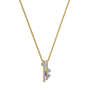 Women's 18K <b>Gold</b> Diamond <b>Pendant</b> Necklace Pear Cut Plant Design Luxury Link Chain Fine Jewelry - Product Image 2