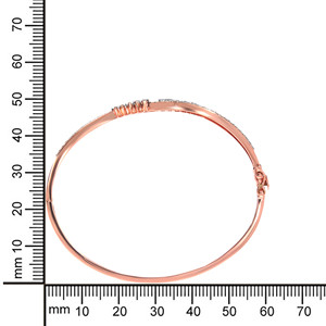 Elegant Rose Gold Diamond Wave <b>Bangle</b> <b>Bracelet</b> | Modern Curved Pavé Diamond Designer <b>Bracelet</b> for Women - Product Image 4